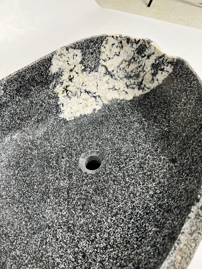 White Marked River Stone Sink