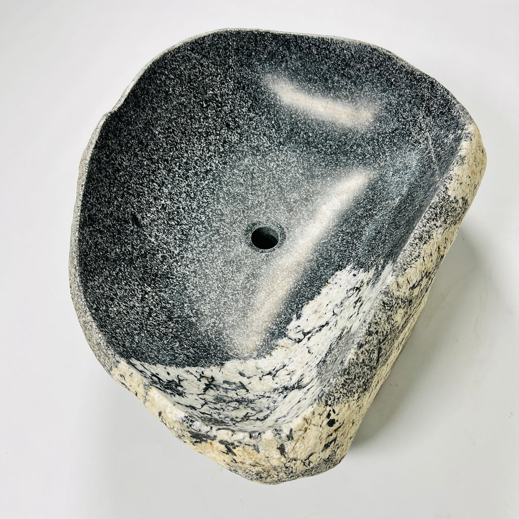 White Marked River Stone Sink