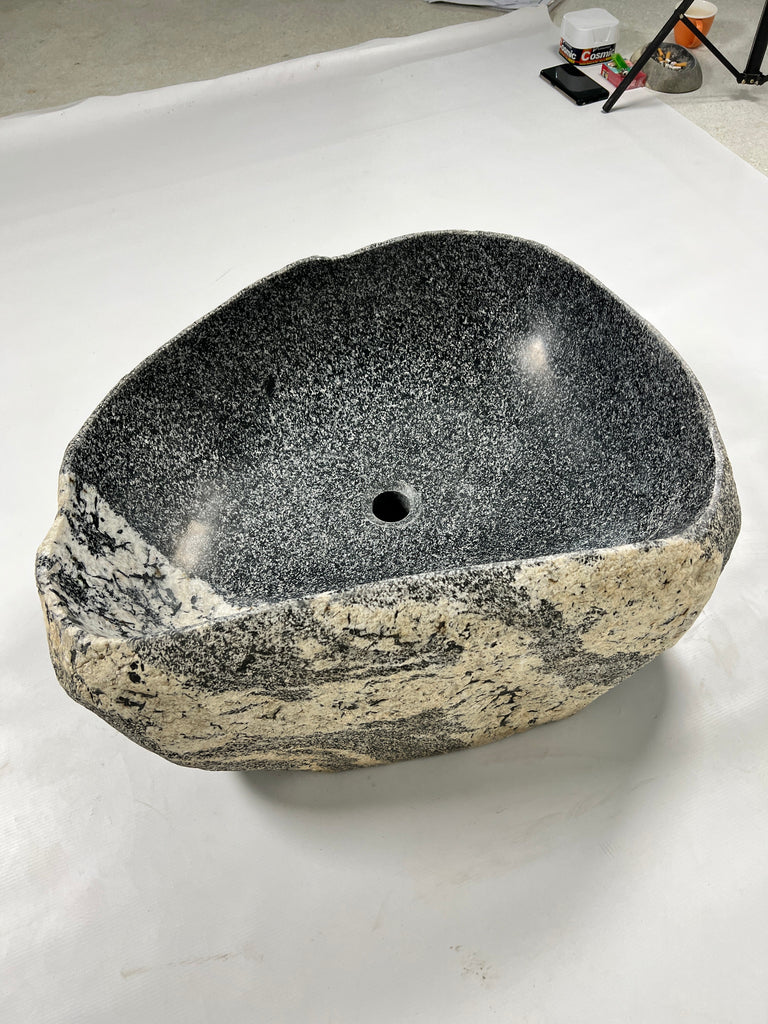 White Marked River Stone Sink