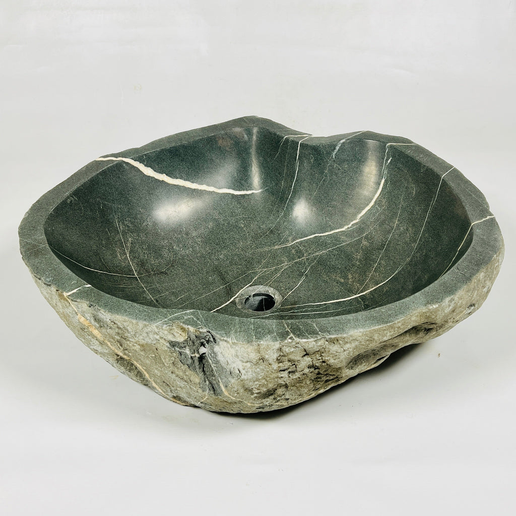 Deep Grey Lined River Stone Sink