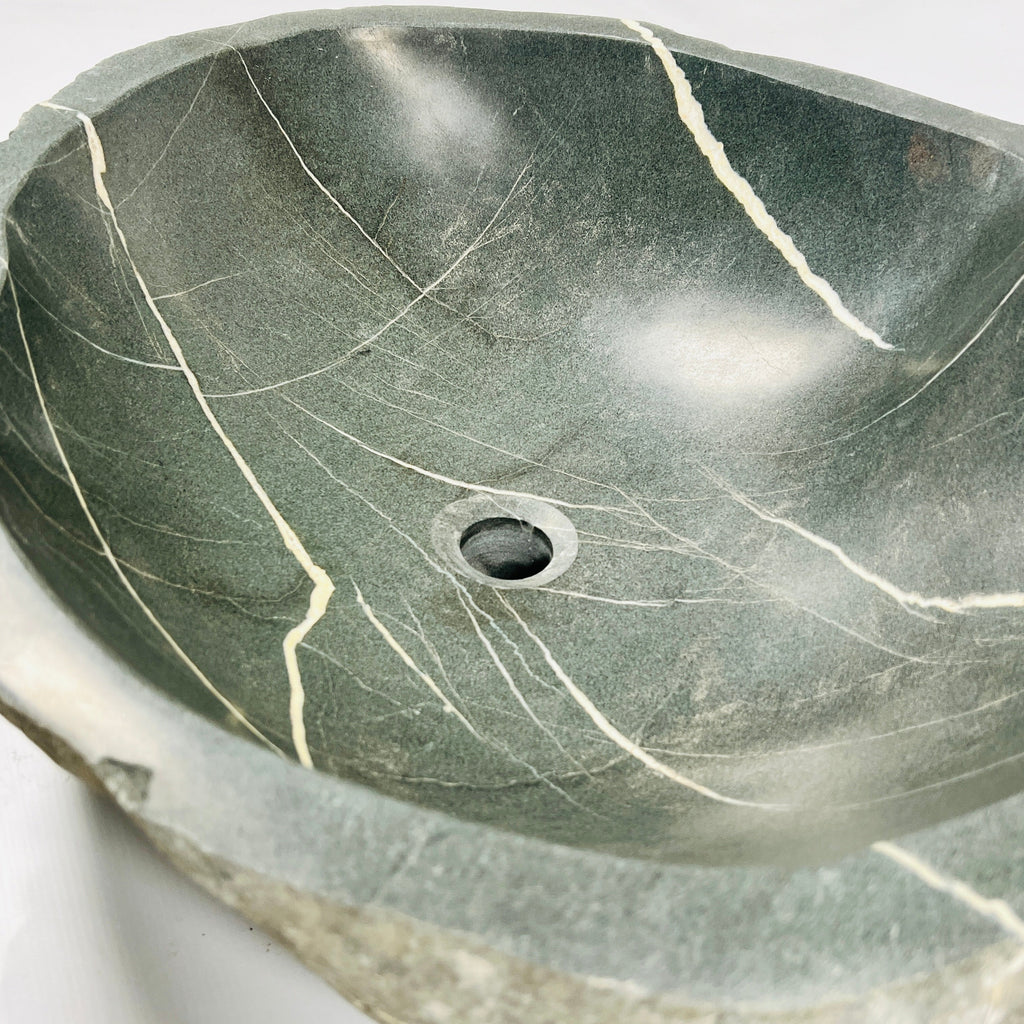 Deep Grey Lined River Stone Sink