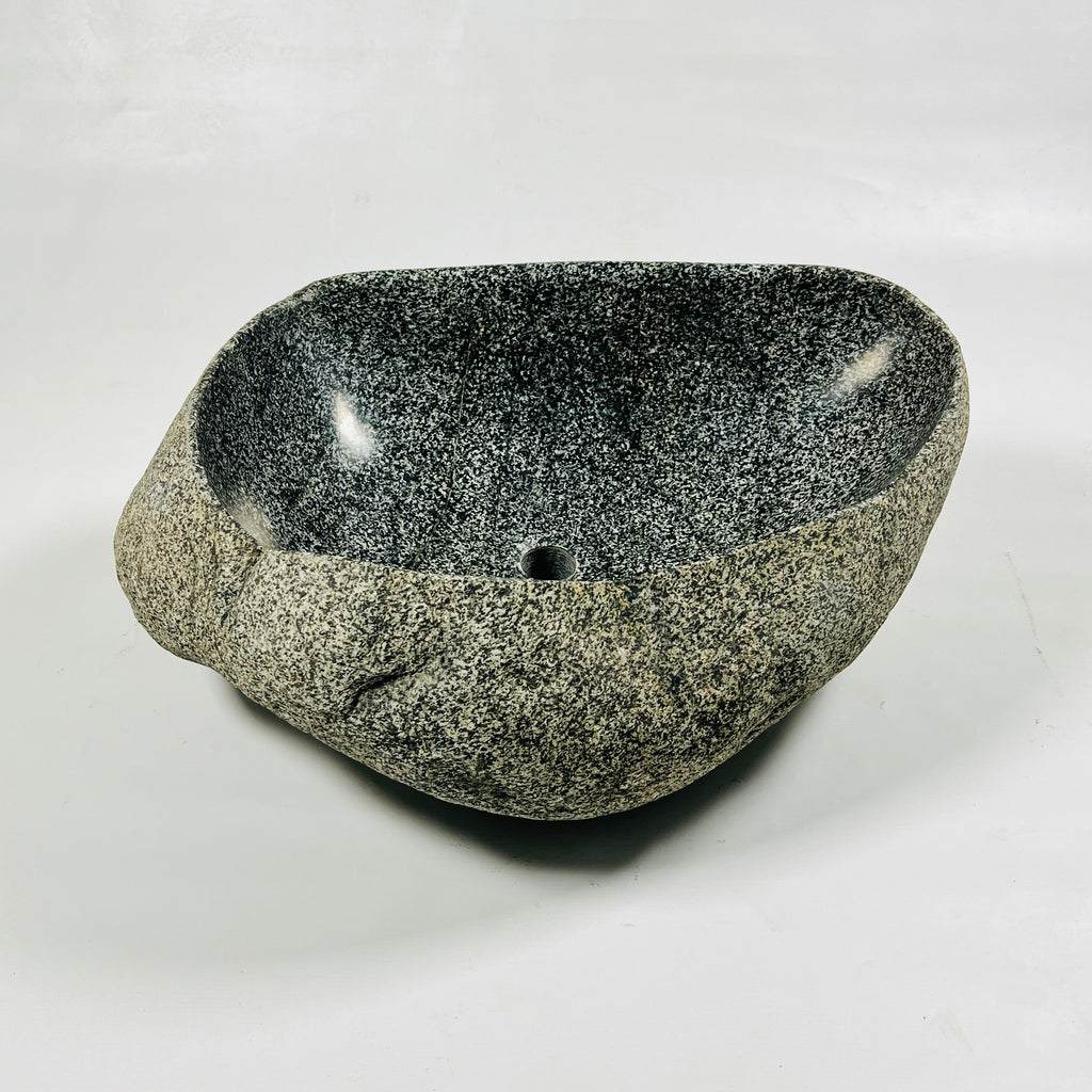 Black Dotted River Stone Sink