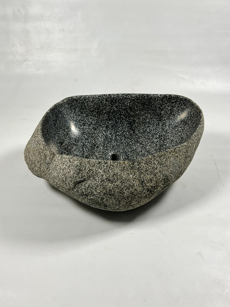 Black Dotted River Stone Sink