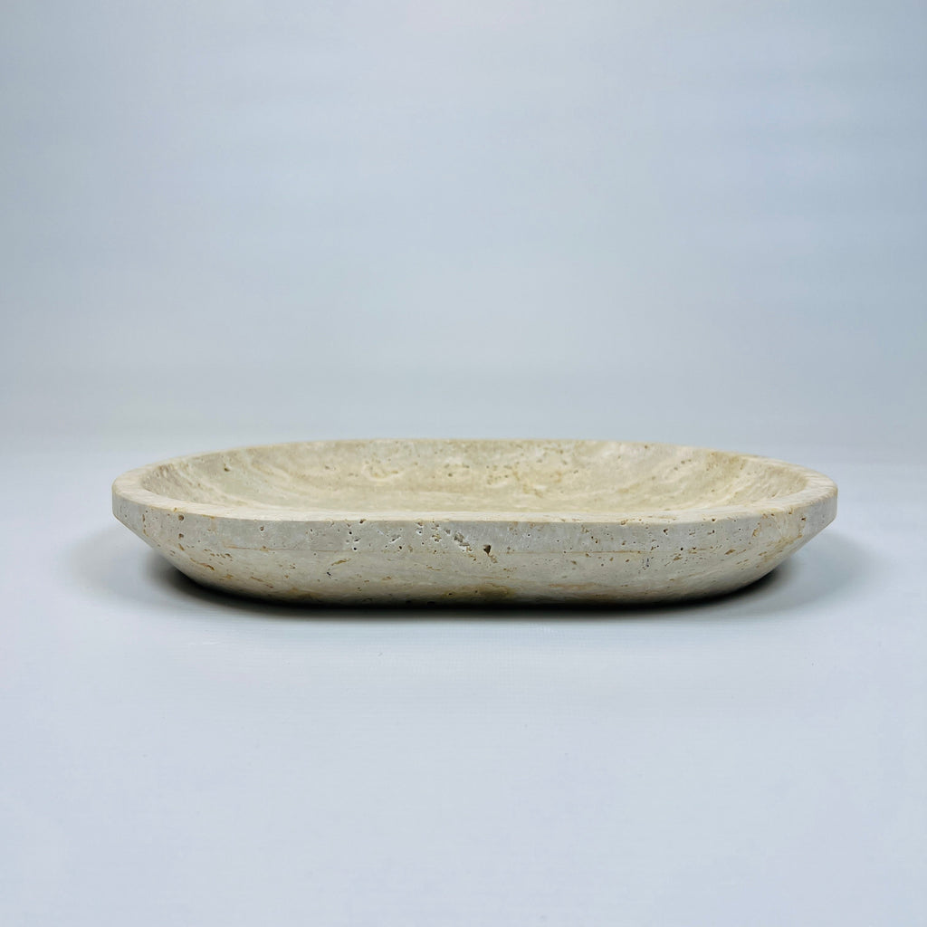 Travertine Oval Lined Tray (Small)