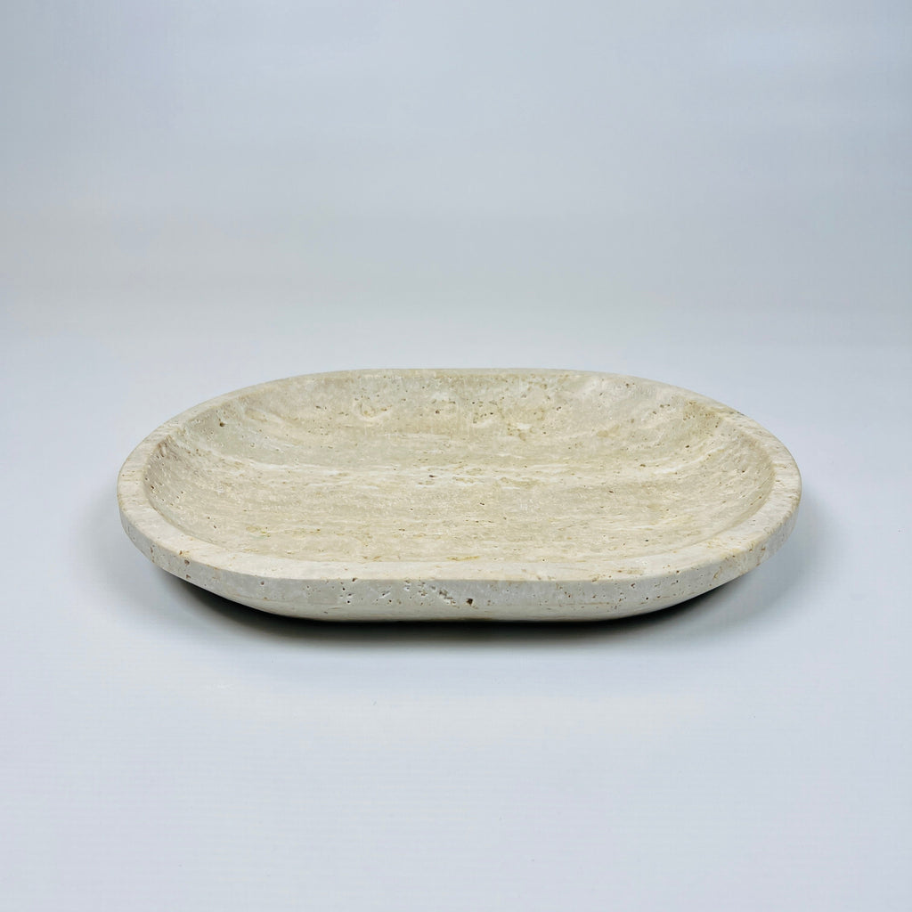 Travertine Oval Lined Tray (Small)