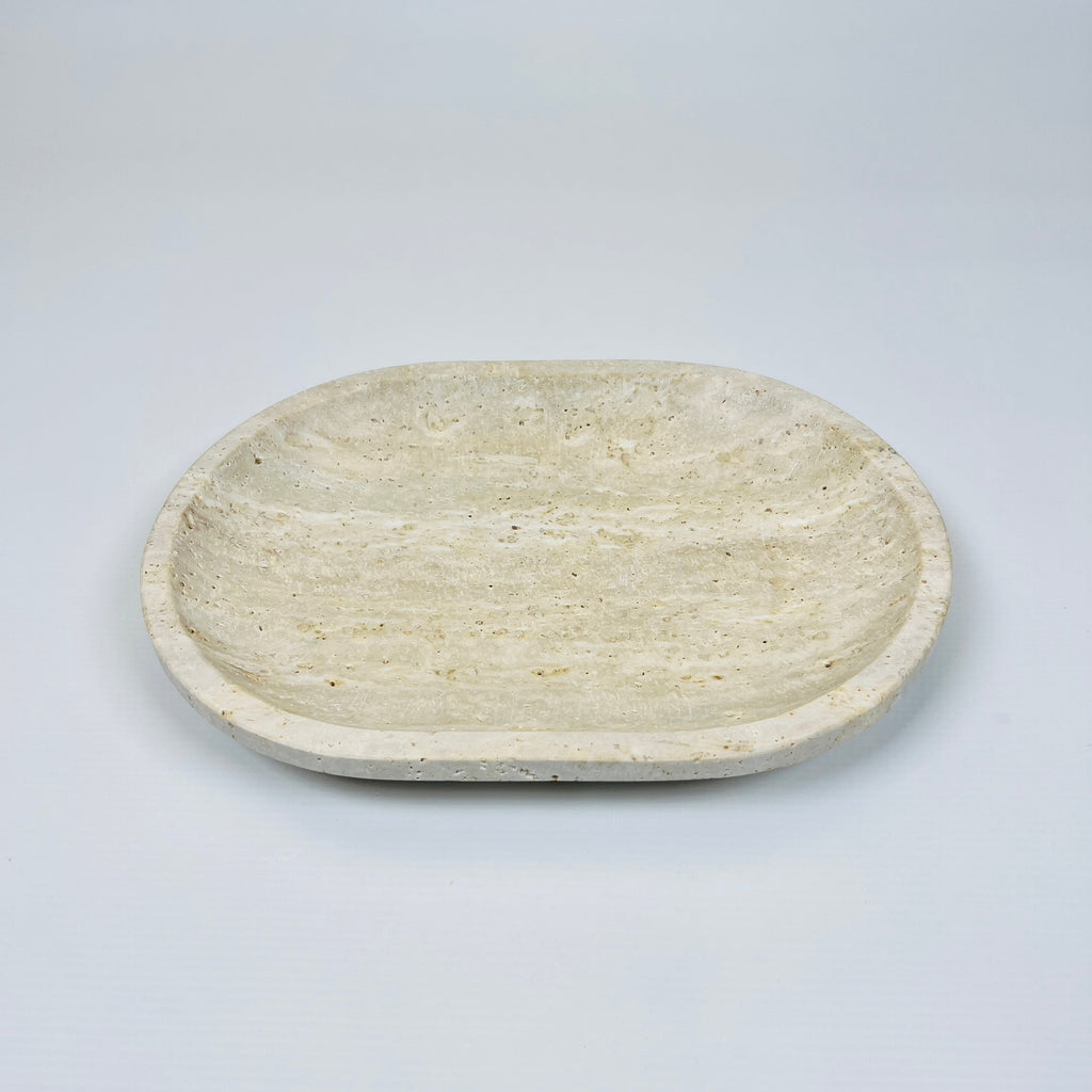 Travertine Oval Lined Tray (Small)