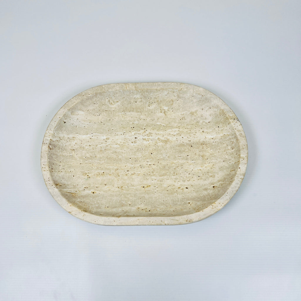 Travertine Oval Lined Tray (Small)