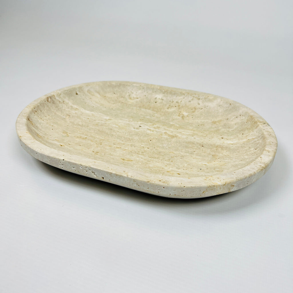 Travertine Oval Lined Tray (Small)