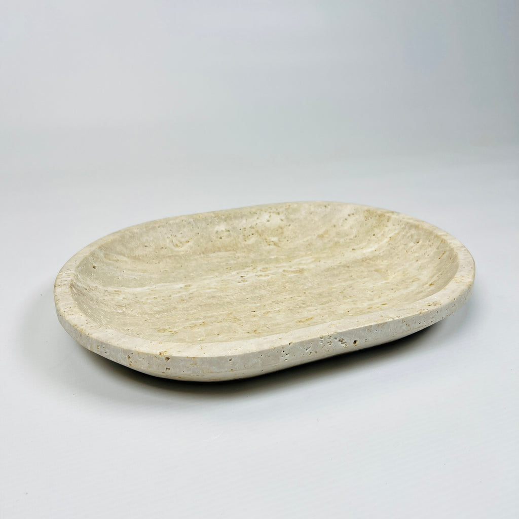 Travertine Oval Lined Tray (Small)