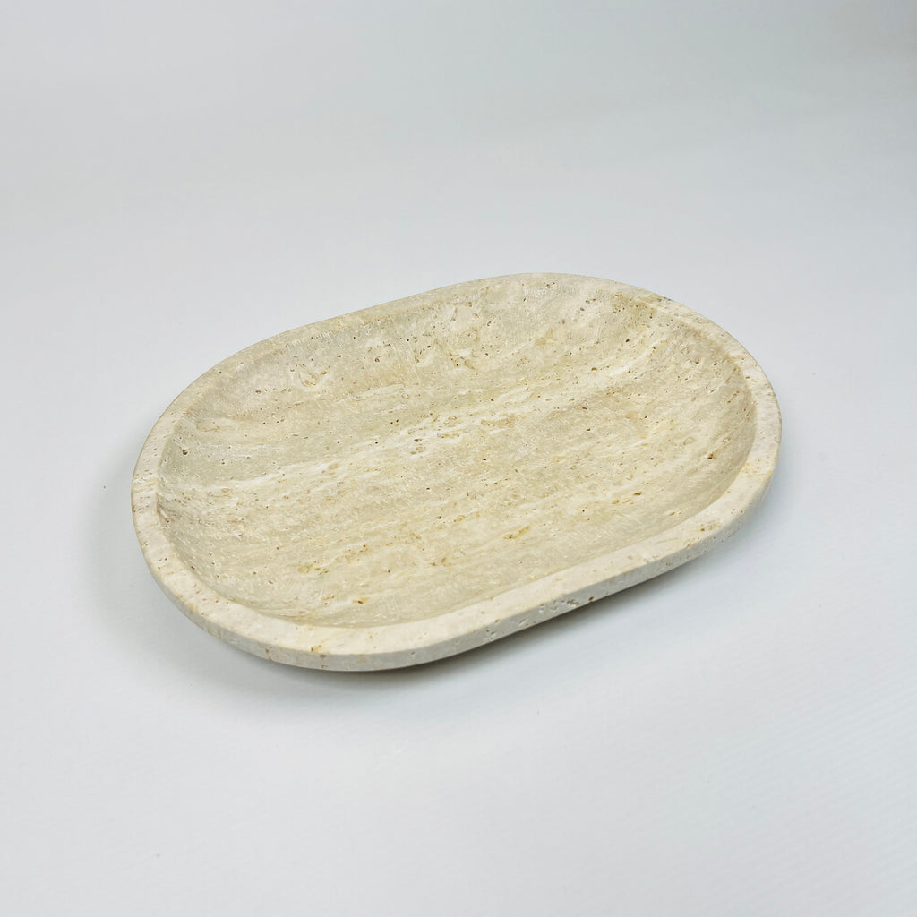 Travertine Oval Lined Tray (Small)