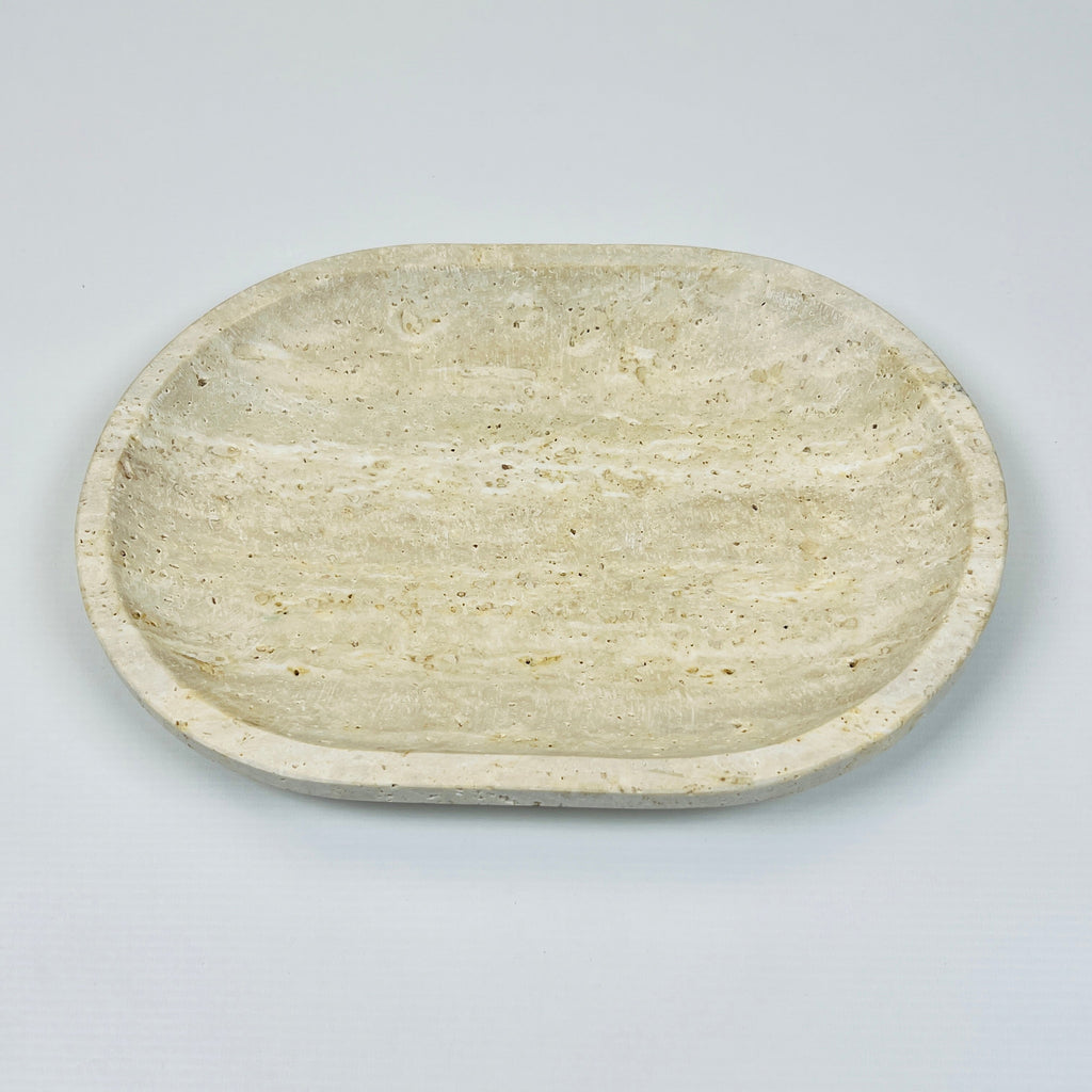 Travertine Oval Lined Tray (Small)