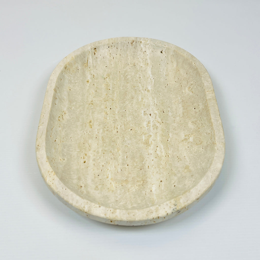 Travertine Oval Lined Tray (Small)