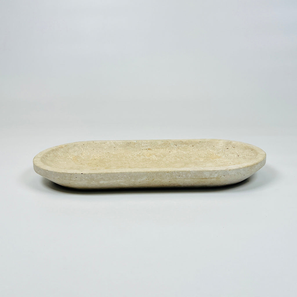 Travertine Oval Blotched Tray