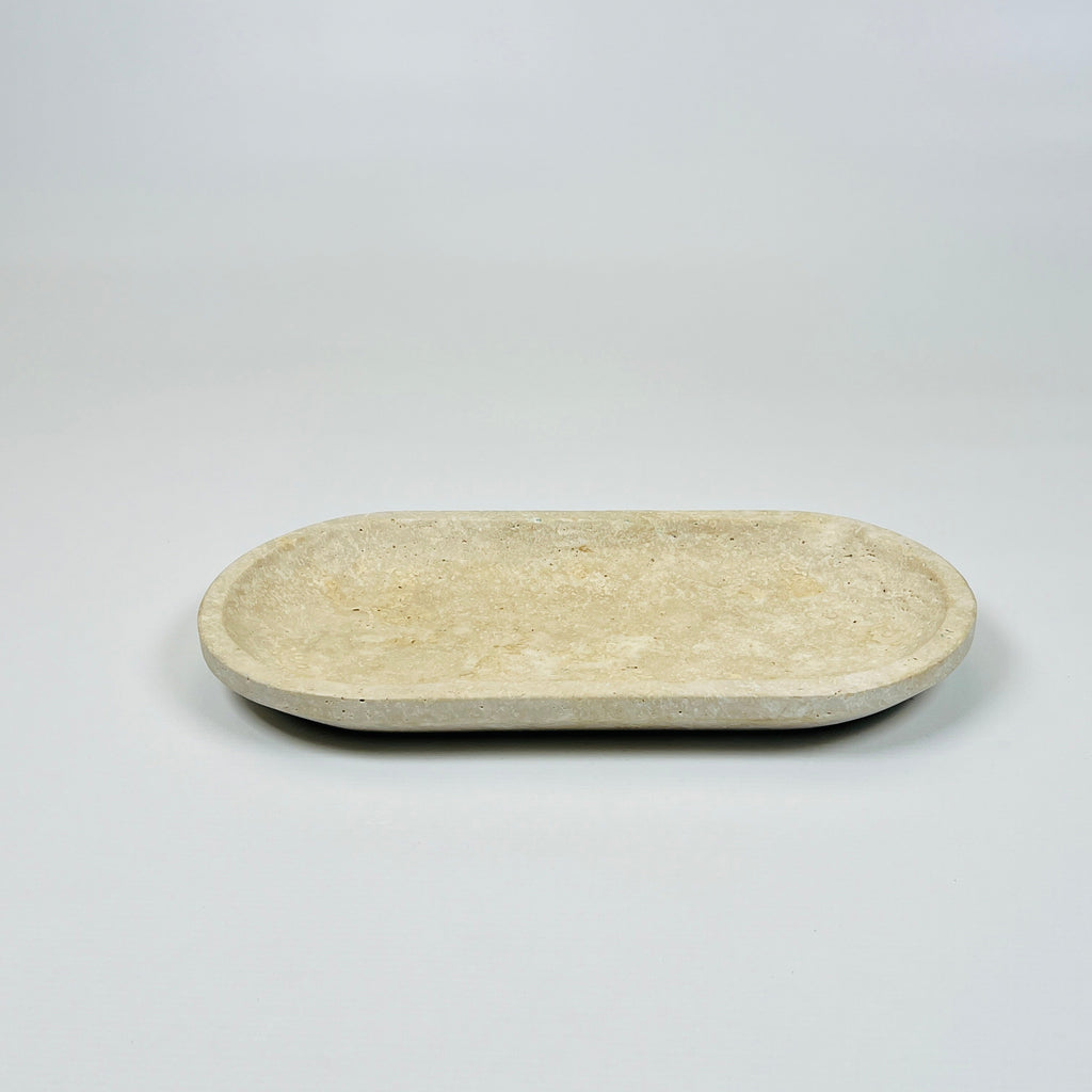 Travertine Oval Blotched Tray