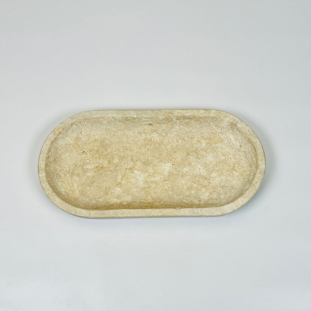 Travertine Oval Blotched Tray