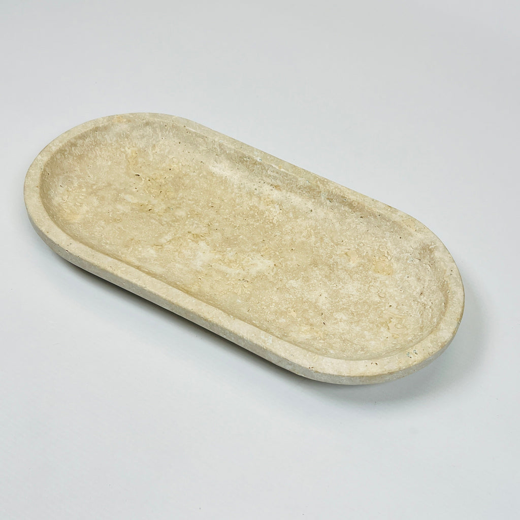 Travertine Oval Blotched Tray