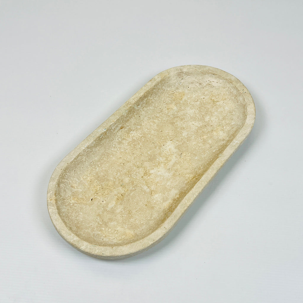 Travertine Oval Blotched Tray