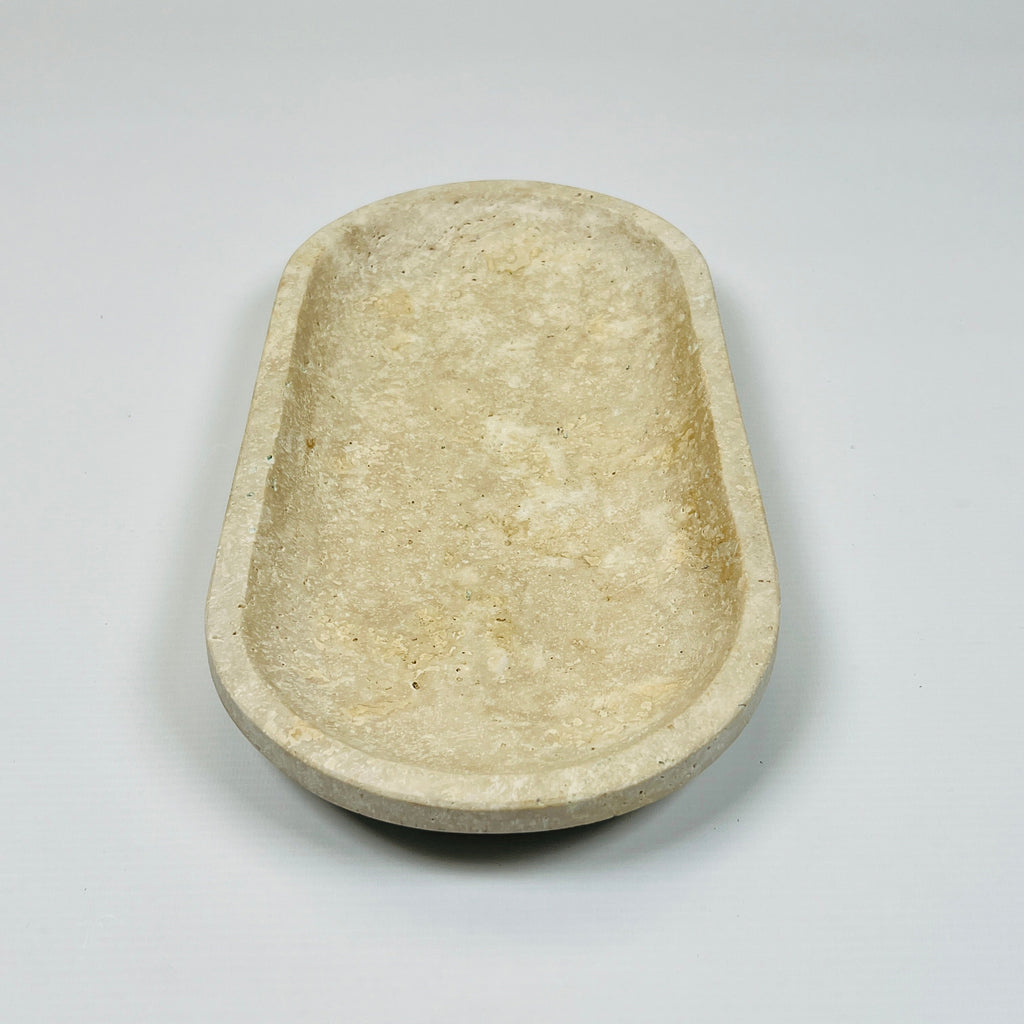 Travertine Oval Blotched Tray