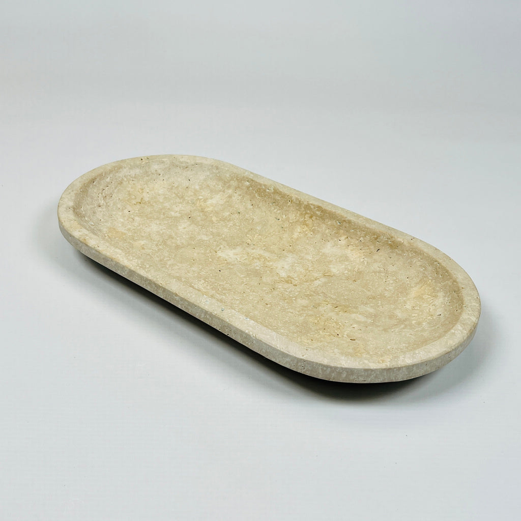 Travertine Oval Blotched Tray