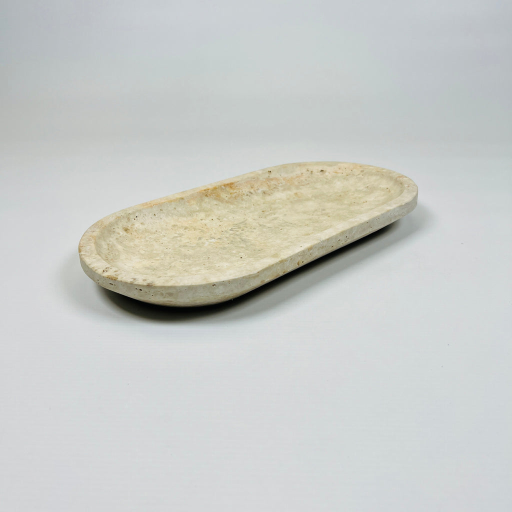 Travertine Oval Splotched Tray