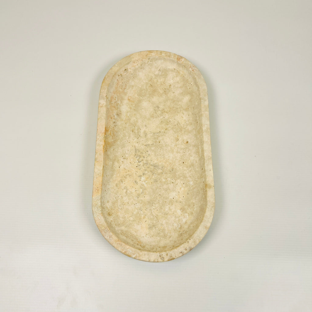 Travertine Oval Splotched Tray