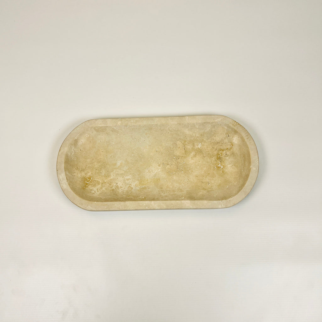 Travertine Oval Glazed Tray