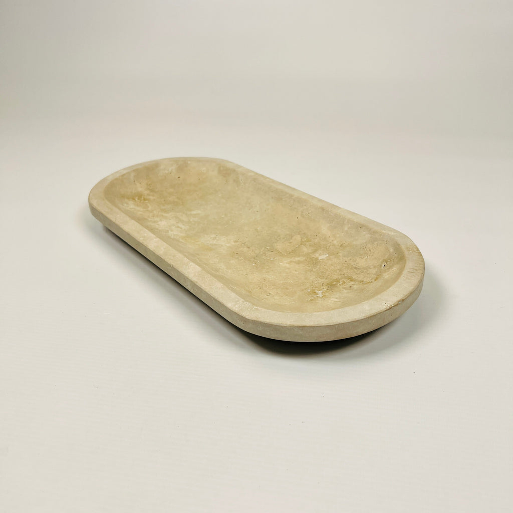 Travertine Oval Glazed Tray