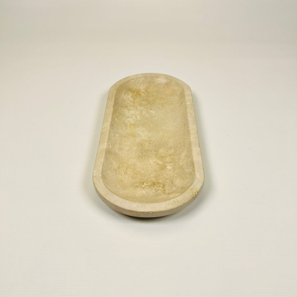 Travertine Oval Glazed Tray