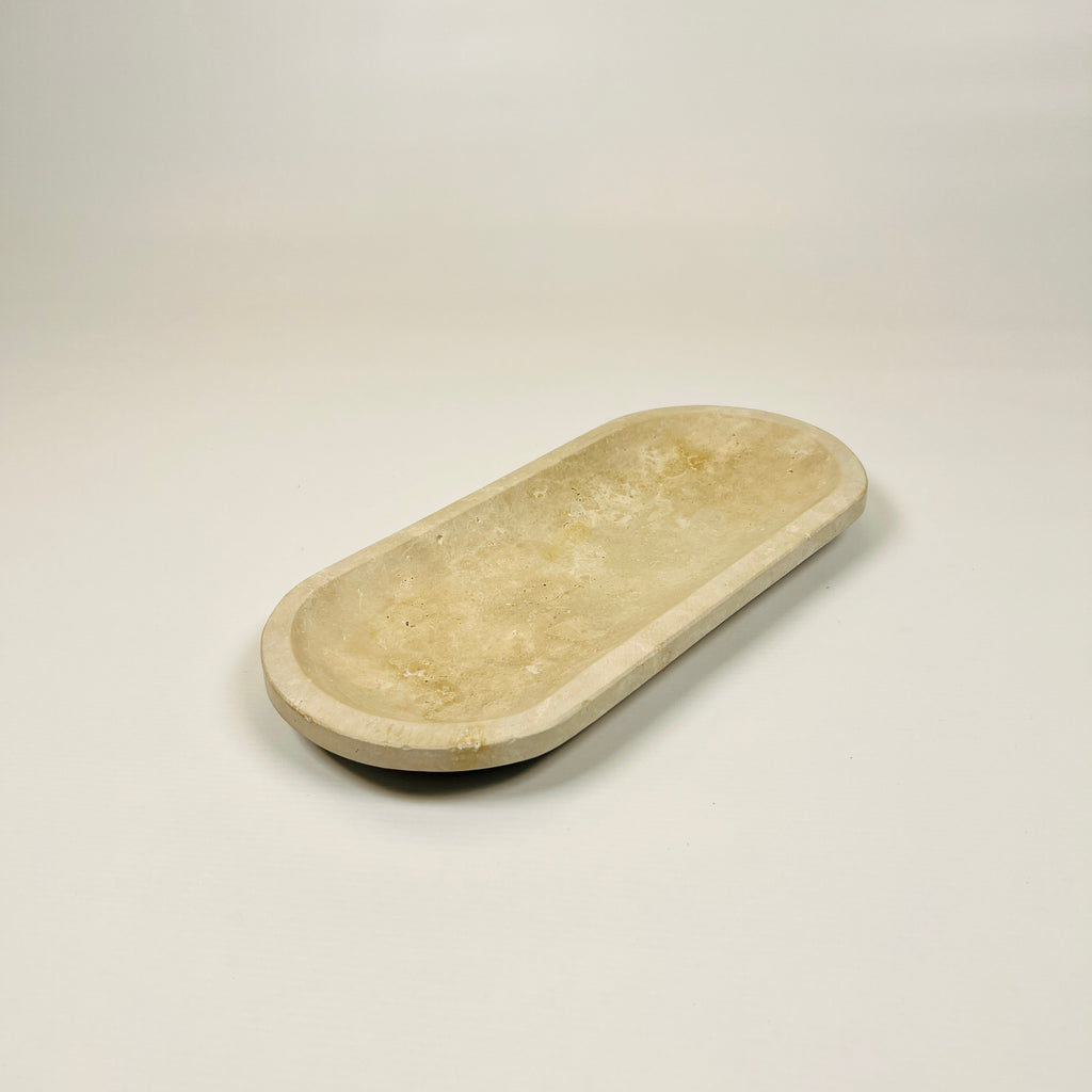 Travertine Oval Glazed Tray