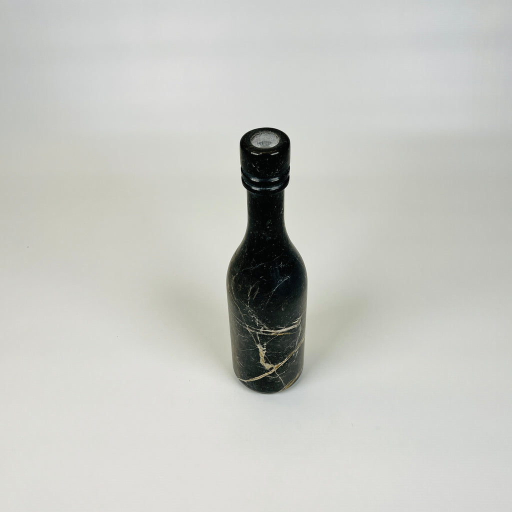 Wine Black Golden Veined Marble Decor Bottle Candle Stand