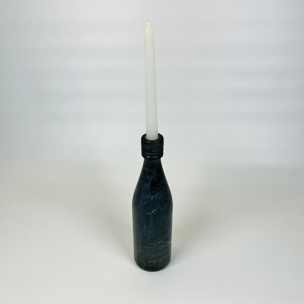 Wine Black Grazed Marble Decor Bottle