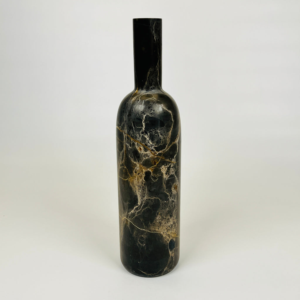 Wine Golden Webbed Marble Decor Bottle Candle Stand