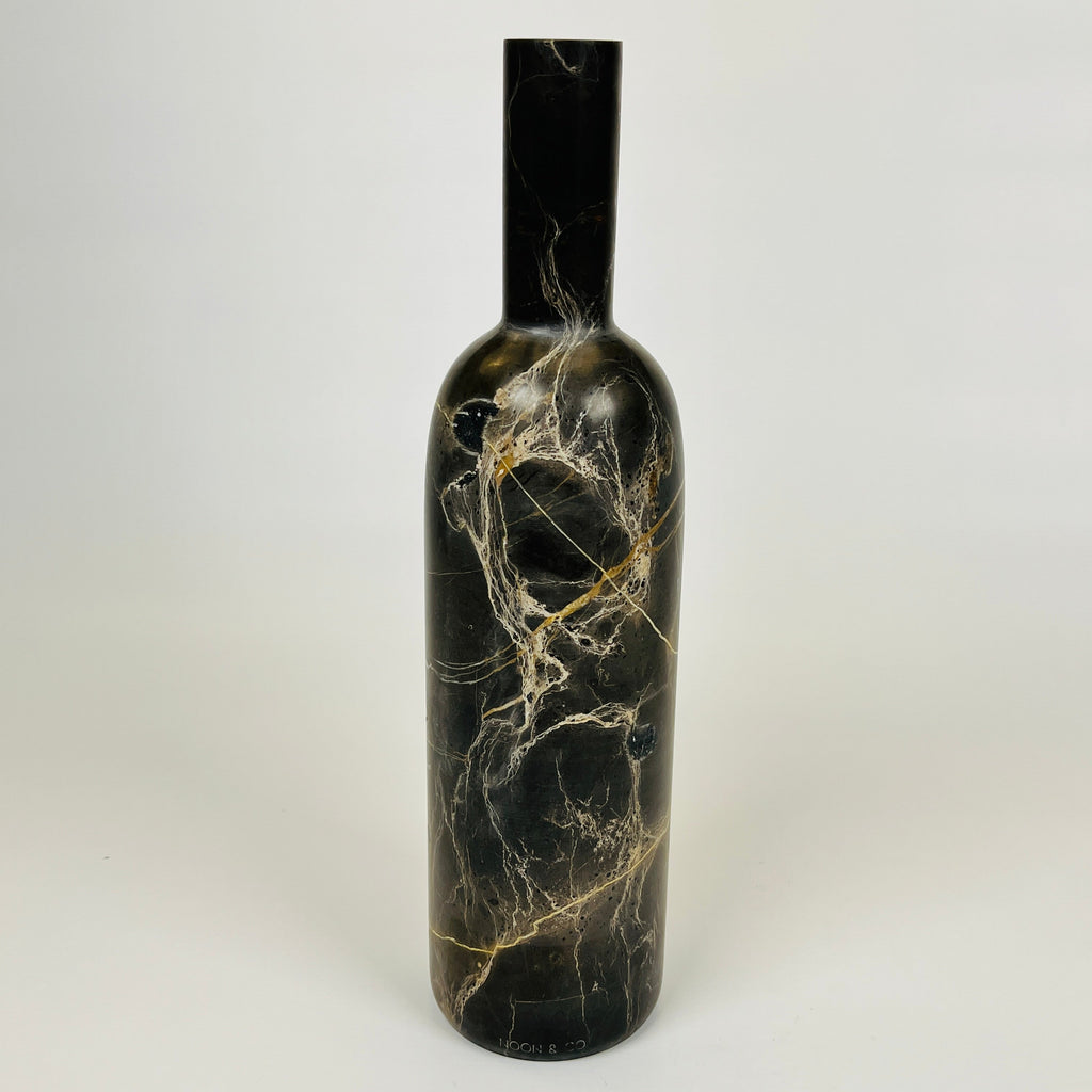 Wine Golden Webbed Marble Decor Bottle Candle Stand