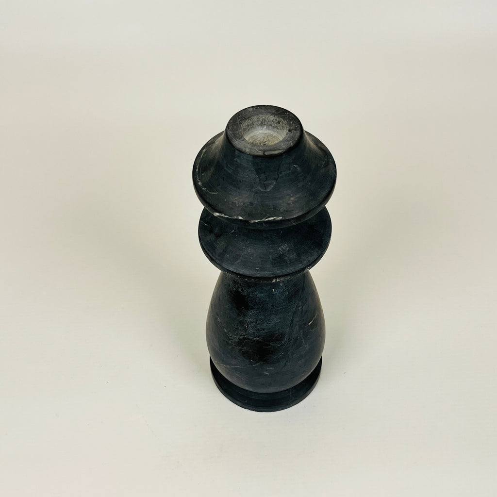 Traditional Matte Black Marble Candle Stand