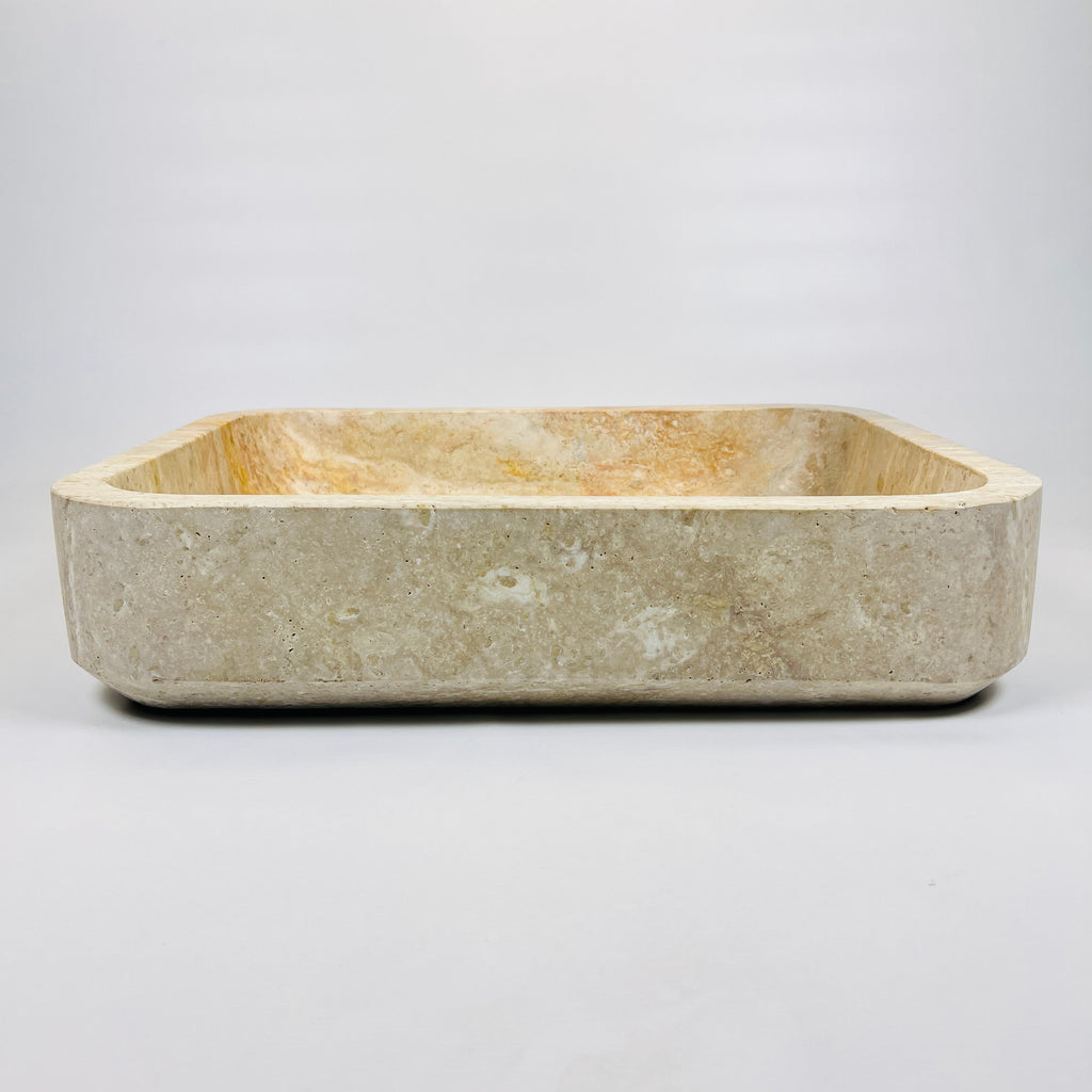 Raw Rectangle Grazed Travertine Sink