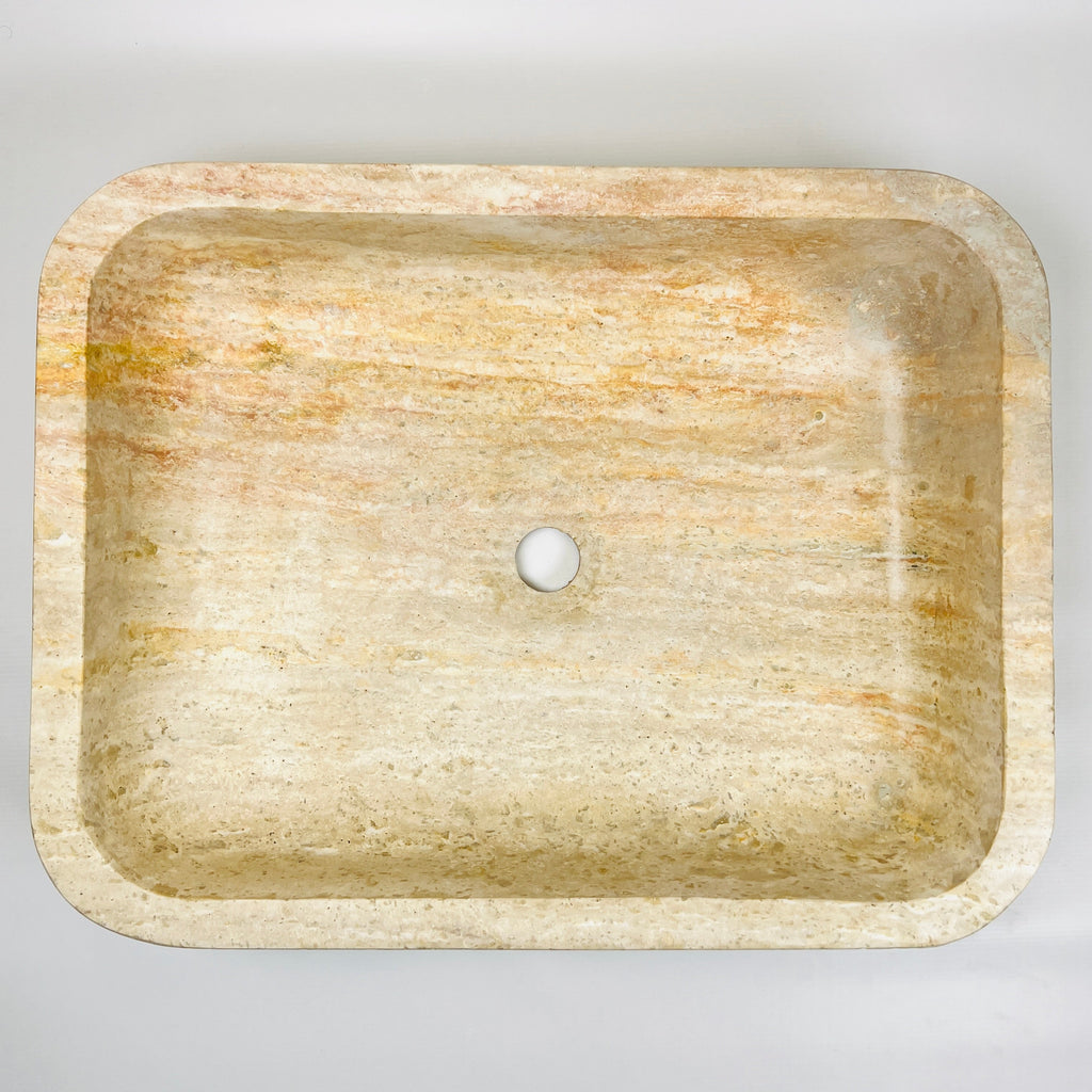 Raw Rectangle Grazed Travertine Sink