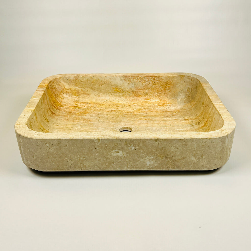 Raw Rectangle Grazed Travertine Sink