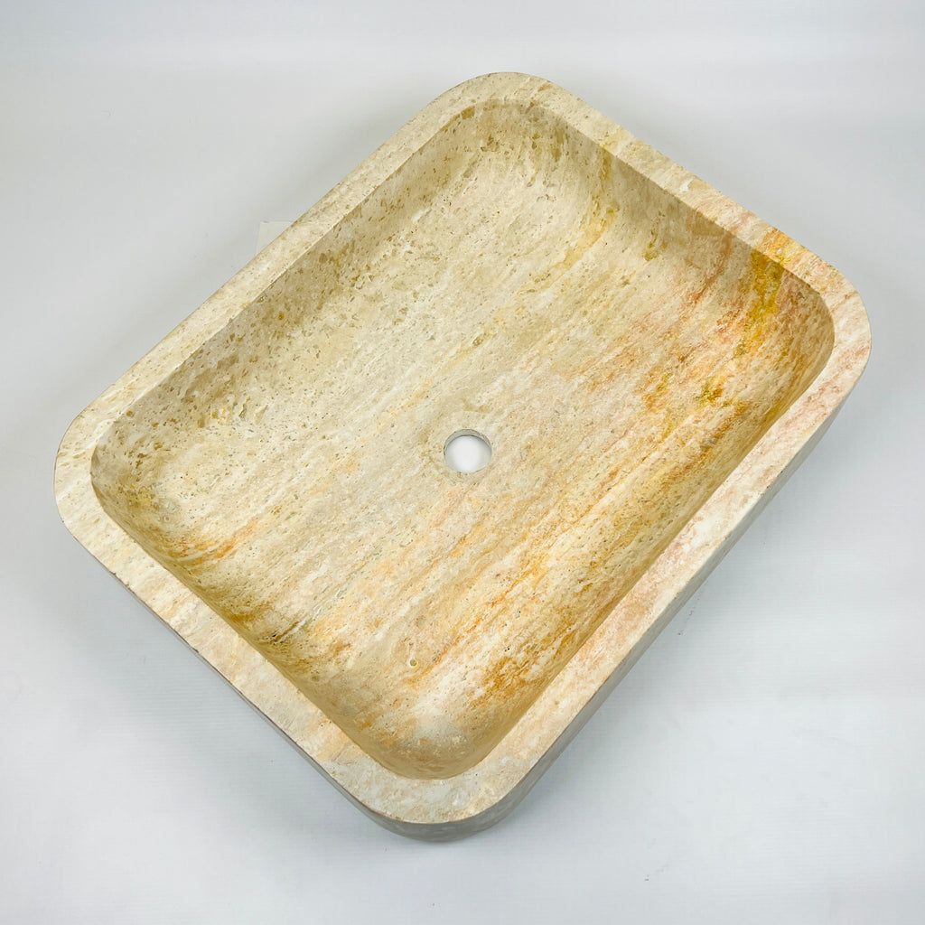 Raw Rectangle Grazed Travertine Sink