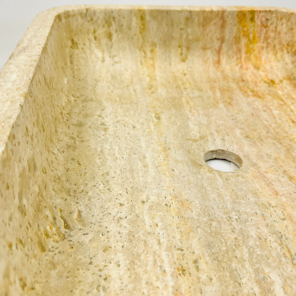 Raw Rectangle Grazed Travertine Sink