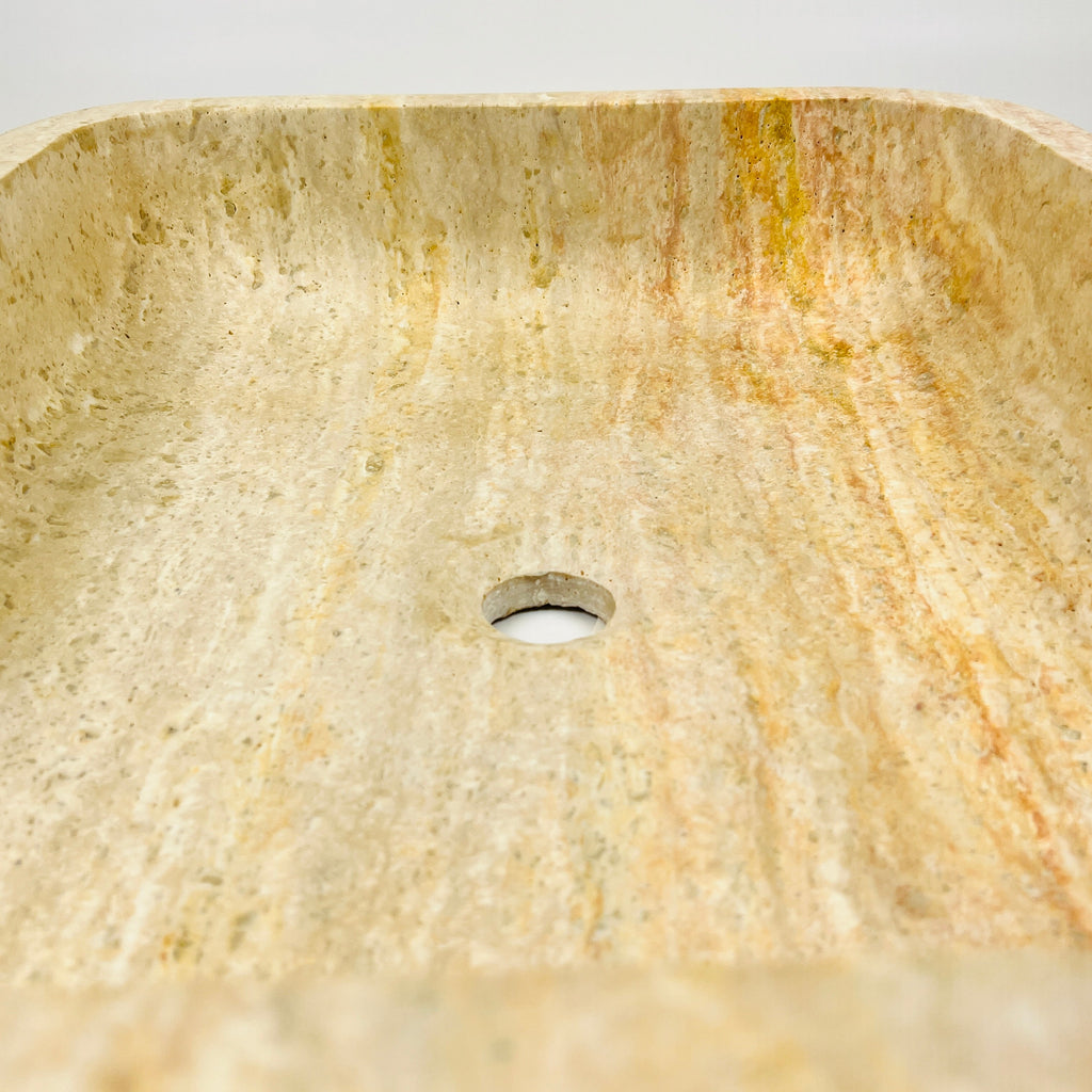 Raw Rectangle Grazed Travertine Sink