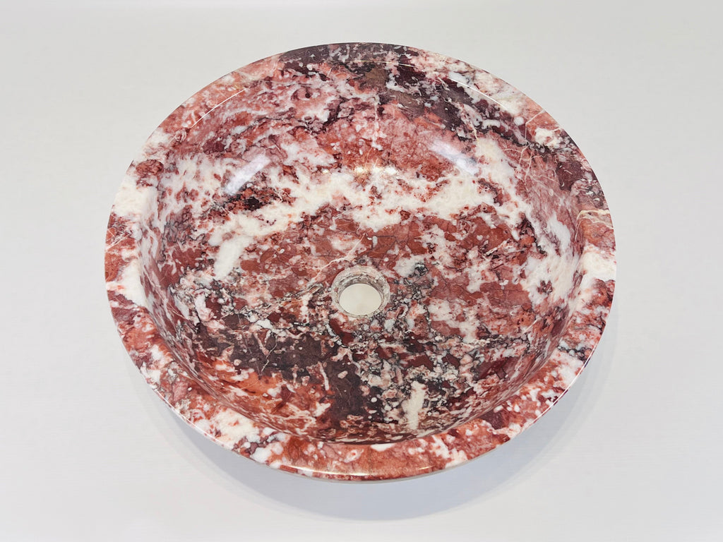 Red Streaked Marble Sink