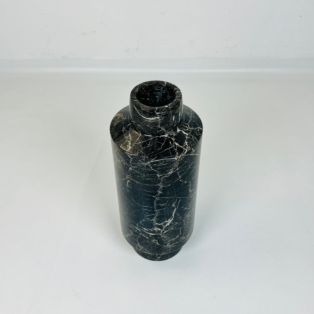 Cylindrical White Veined Vase