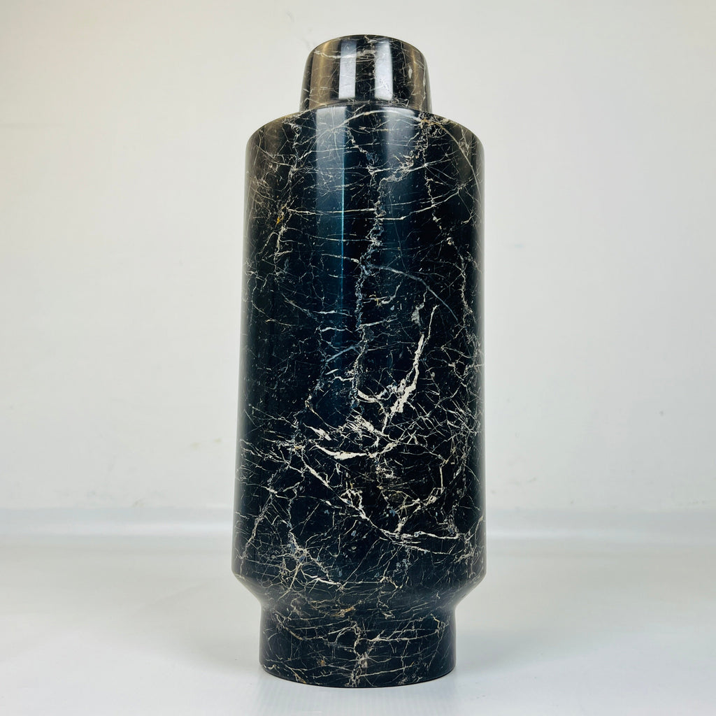 Cylindrical White Veined Vase