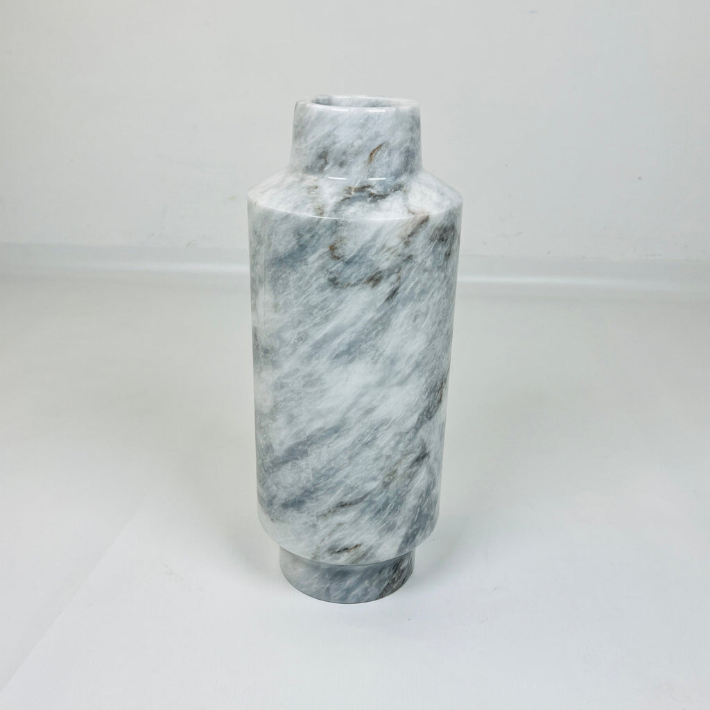 Cylindrical Grey Webbed Vase