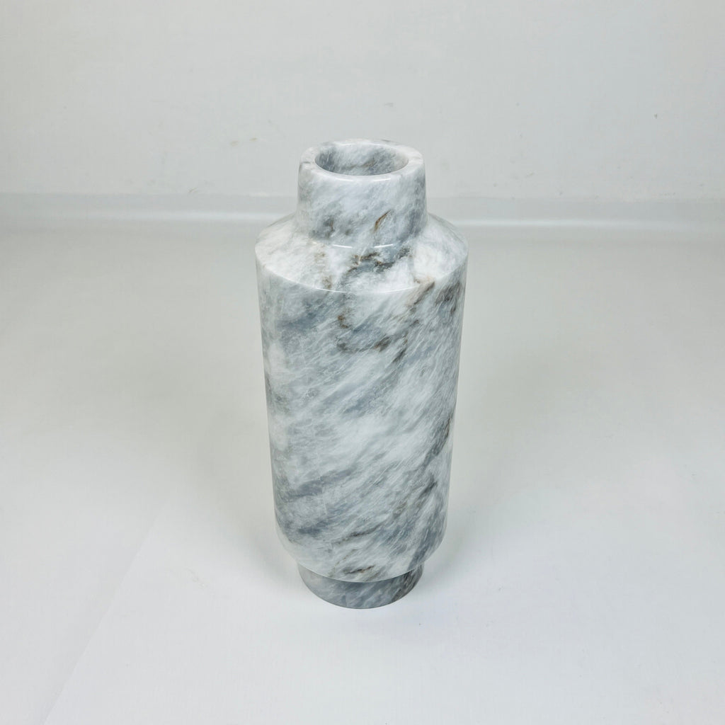 Cylindrical Grey Webbed Vase