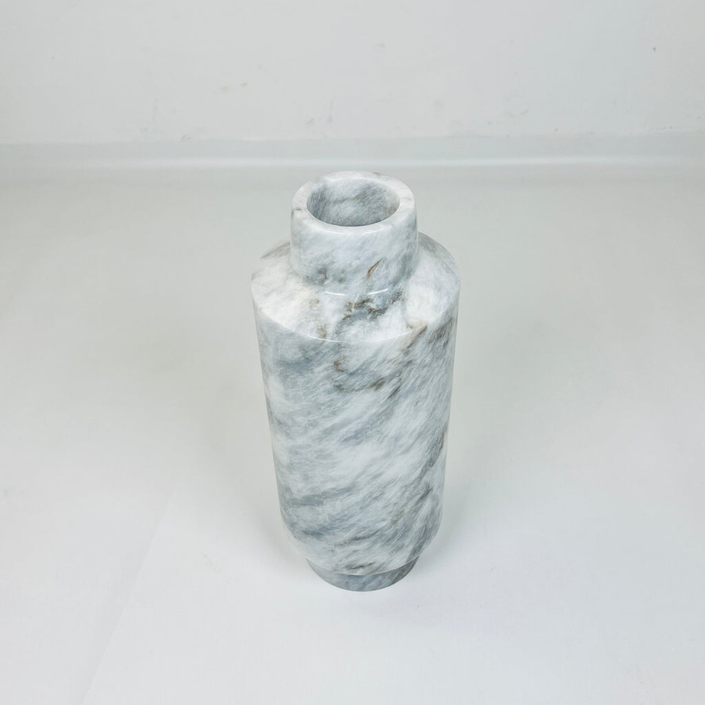 Cylindrical Grey Webbed Vase