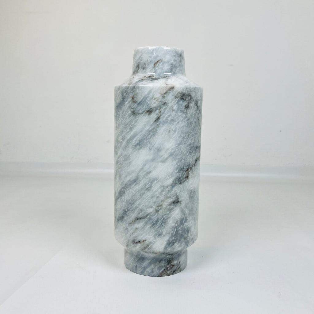 Cylindrical Grey Webbed Vase