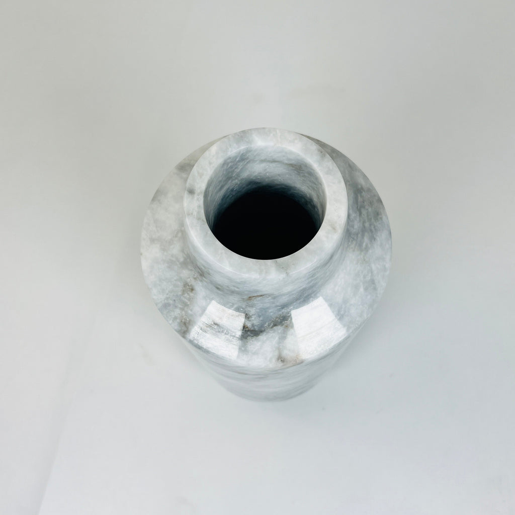 Cylindrical Grey Webbed Vase