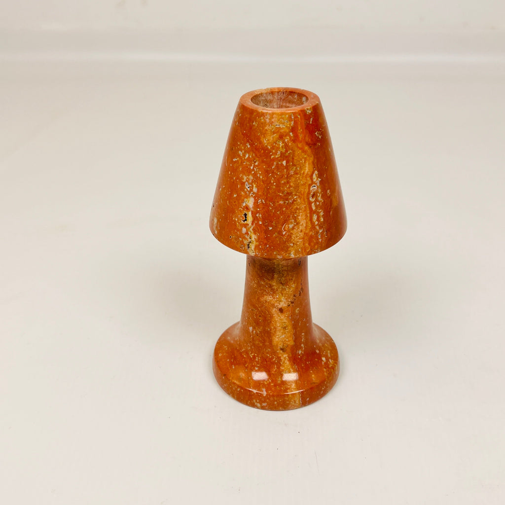 Cone Head Red Travertine Candle Stand