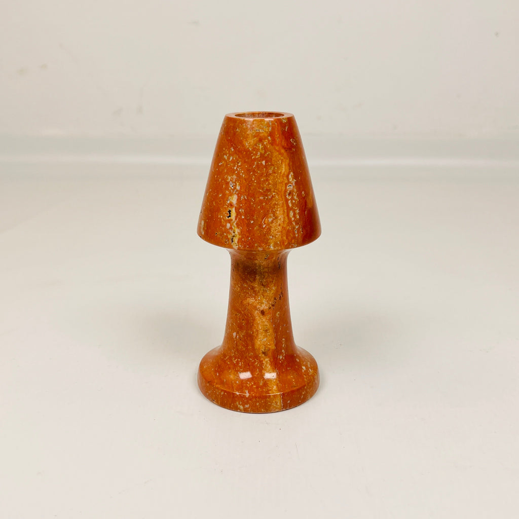 Cone Head Red Travertine Candle Stand